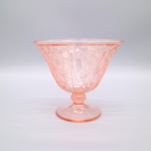 Vintage Pink Depression Glass Holder; 1930s Pink Federal Glass Candy Dish - Picture 2 of 4